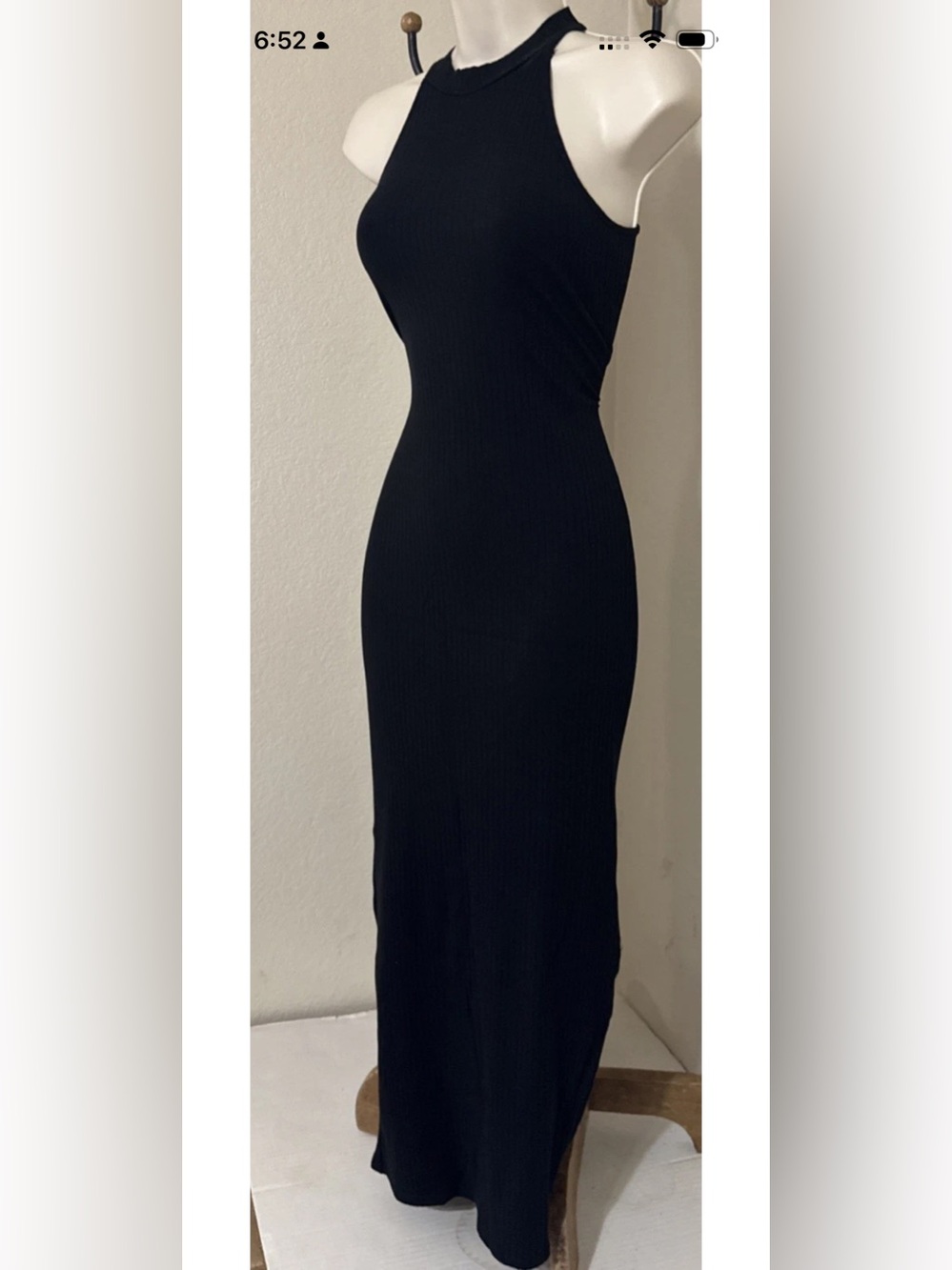 Black Ribbed HighβNeck Dress β Sleeveless, Long, Sleek Minimalist Style